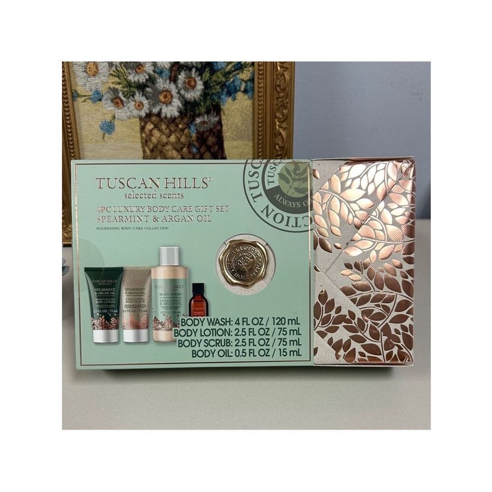 TUSCAN HILLS 4pc Luxury Nourishing Body Care Gift Set Spearmint & Argan Oil
